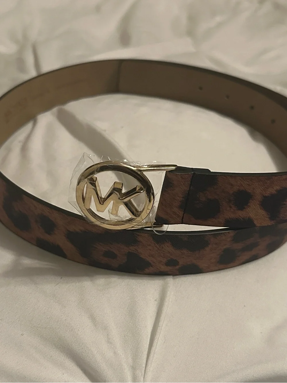Michael Kors Leopard-Print Logo Buckle Belt in Brown and Black